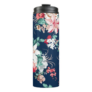 Blumenmuster mit Rose und kleinen Blume mit v Thermosbecher