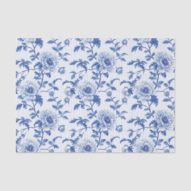 Blumenmuster mit Streifen-Muster Seidenpapier (Vorderseite)