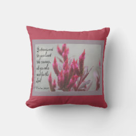 Blumenmuster mit Vers von Psalm 31:24 Kissen