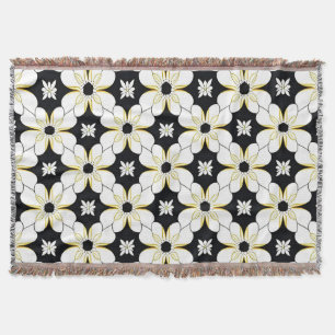 Blumenmuster mit weißen und gelben Blumen Decke