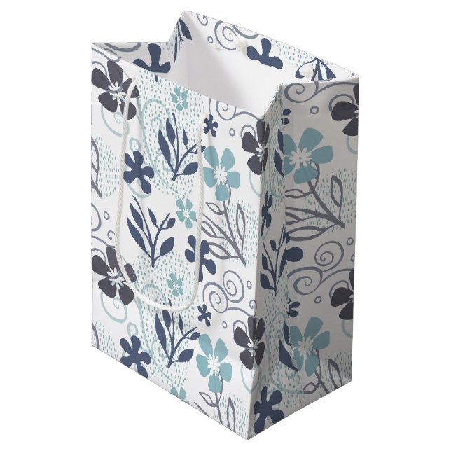 Blumenmuster Mittlere Geschenktüte (Vorderseite Schrägansicht)