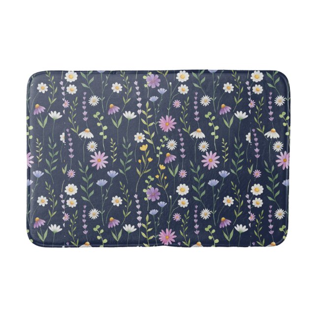 Blumenmuster-Muster-Fashion-Frühlingsblumen Badematte (Vorderseite)