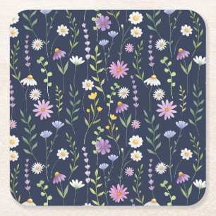 Blumenmuster-Muster-Fashion-Frühlingsblumen Rechteckiger Pappuntersetzer