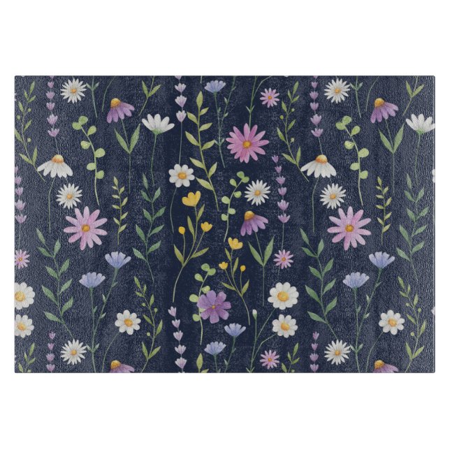 Blumenmuster-Muster-Fashion-Frühlingsblumen Schneidebrett (Vorderseite)