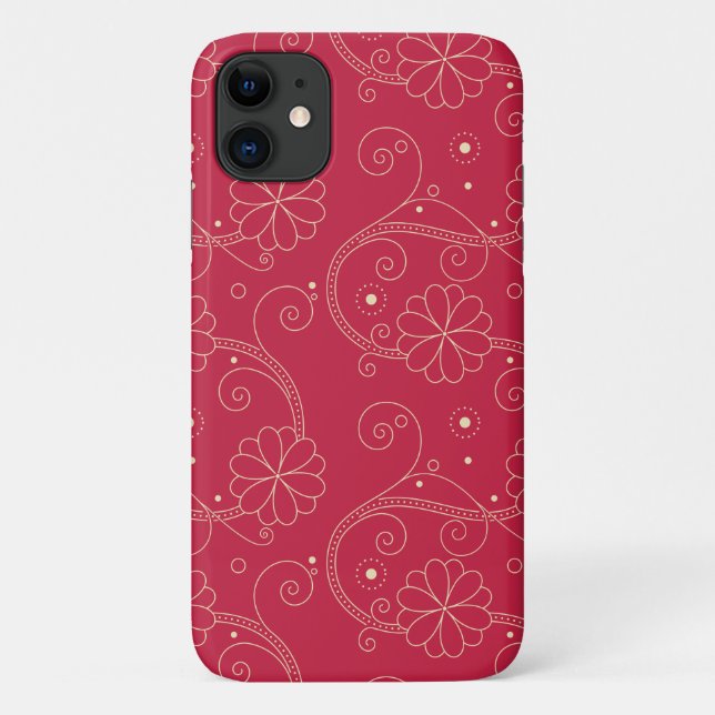 Blumenmuster, Muster von Blume, Punkte, rot Case-Mate iPhone Hülle (Rückseite)