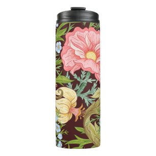 Blumenmuster nahtlos Hintergrund mit In Art Thermosbecher