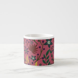 Blumenmuster nahtlos rosa Blume Blätter Verzweigun Espressotasse