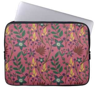 Blumenmuster nahtlos rosa Blume Blätter Verzweigun Laptopschutzhülle