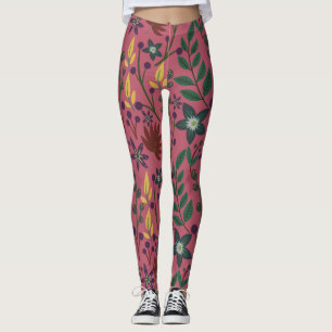 Blumenmuster nahtlos rosa Blume Blätter Verzweigun Leggings