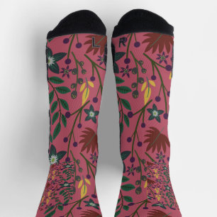 Blumenmuster nahtlos rosa Blume Blätter Verzweigun Socken