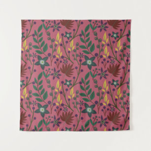 Blumenmuster nahtlos rosa Blume Blätter Verzweigun Wandteppich