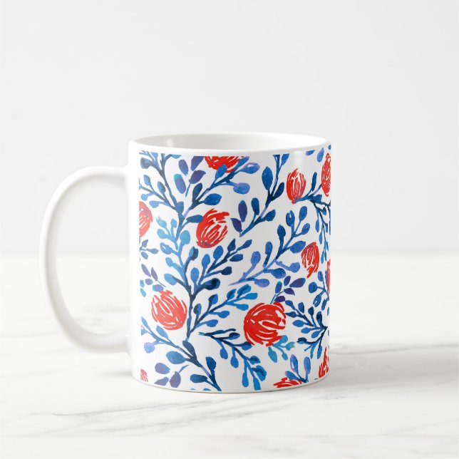 Blumenmuster: Nahtlose Blätter Kaffeetasse (Links)