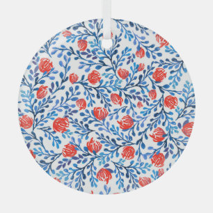 Blumenmuster: Nahtlose Blätter Ornament Aus Glas