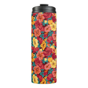 Blumenmuster nahtloser Retro. Anemone Thermosbecher