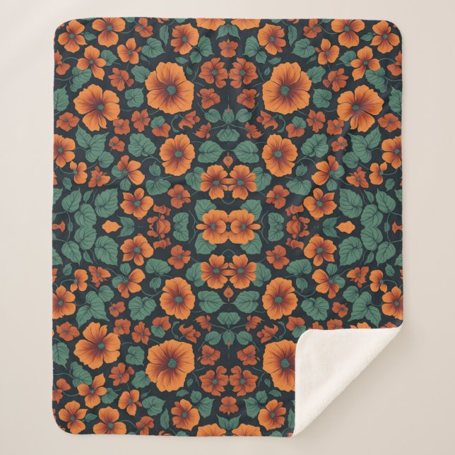 Blumenmuster Nasturtium-Blume Sherpadecke (Vorderseite)