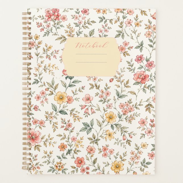 Blumenmuster Notizbuch Pastell Planer (Vorderseite)
