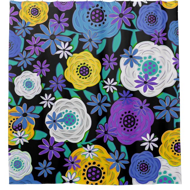 Blumenmuster Nr. 10 Duschvorhang (Vorderseite)