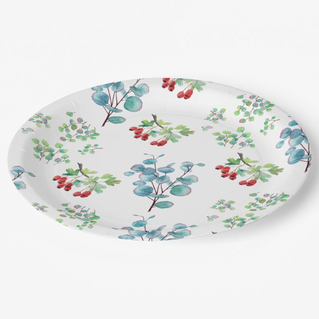Blumenmuster-Papierteller Pappteller (Schrägansicht)