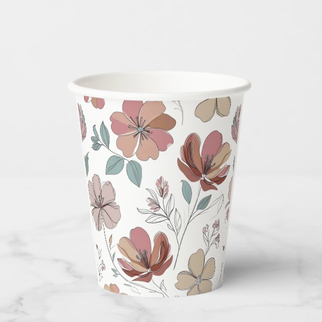 Blumenmuster Pappbecher (Vorderseite)