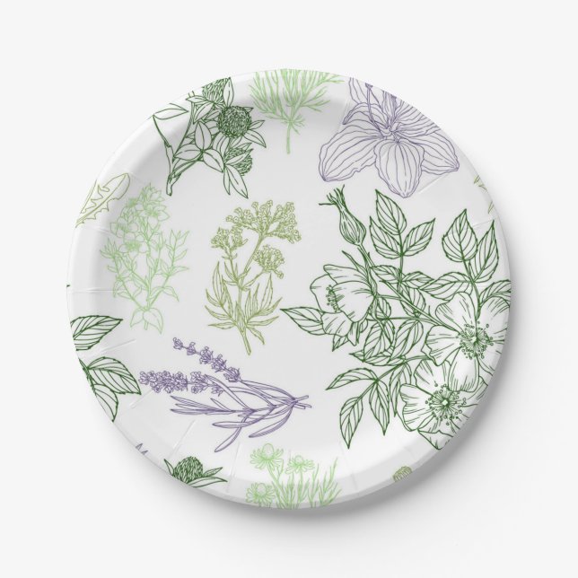 Blumenmuster Pappteller (Vorderseite)