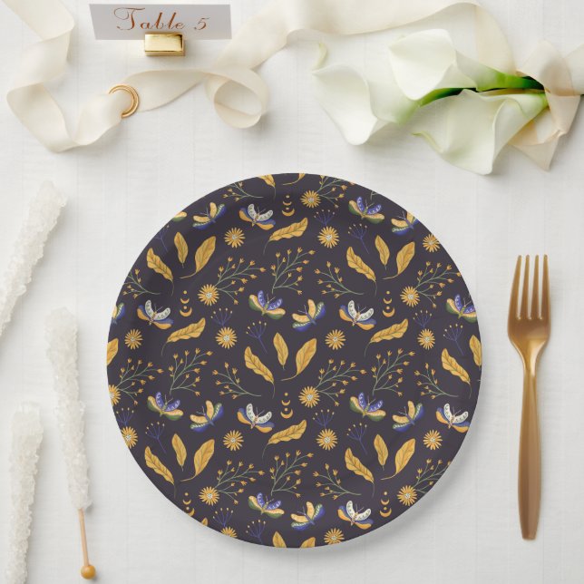 Blumenmuster Pappteller (Hochzeit)