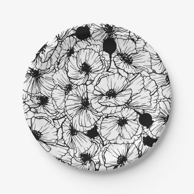Blumenmuster Pappteller (Vorderseite)