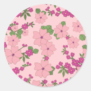 Blumenmuster, pastellviolett und lila, runder aufkleber