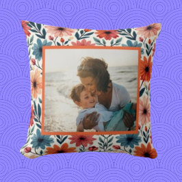Blumenmuster Peach & blue Spring Custom Foto Kissen