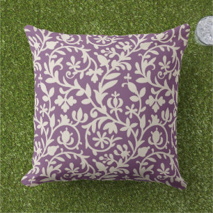 Blumenmuster   Pflaume Lila und Beige Kissen Für Draußen