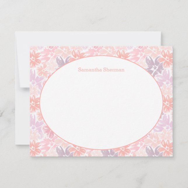 Blumenmuster Pink & Lila Danke Stationierung Einladung (Vorderseite)