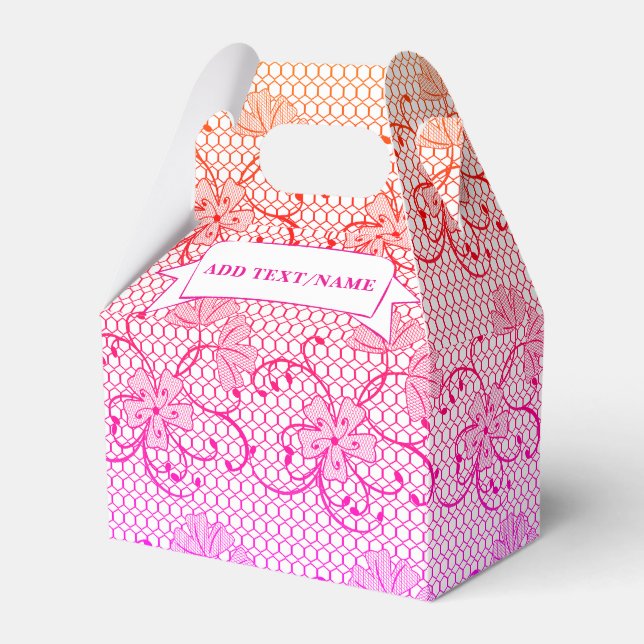 Blumenmuster Pink und Orange Custom Lace Geschenkschachtel (Vorderseite)
