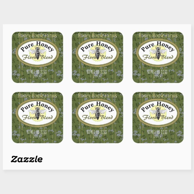 Blumenmuster Pinstripes und Blume Quadratischer Aufkleber (Blatt)