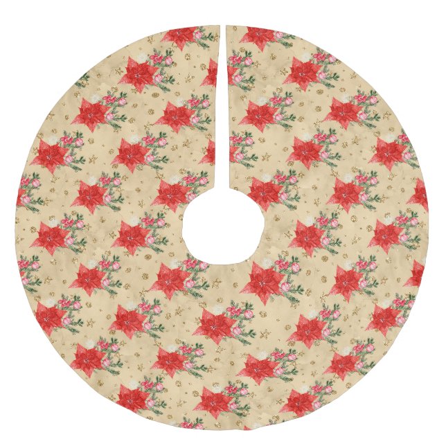 Blumenmuster Polyester Weihnachtsbaumdecke (Vorderseite)