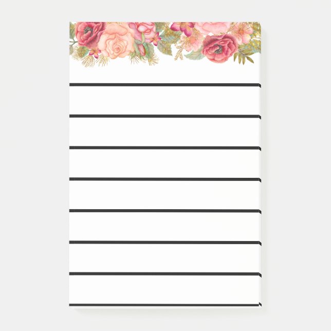 Blumenmuster Post-it Klebezettel (Vorderseite)