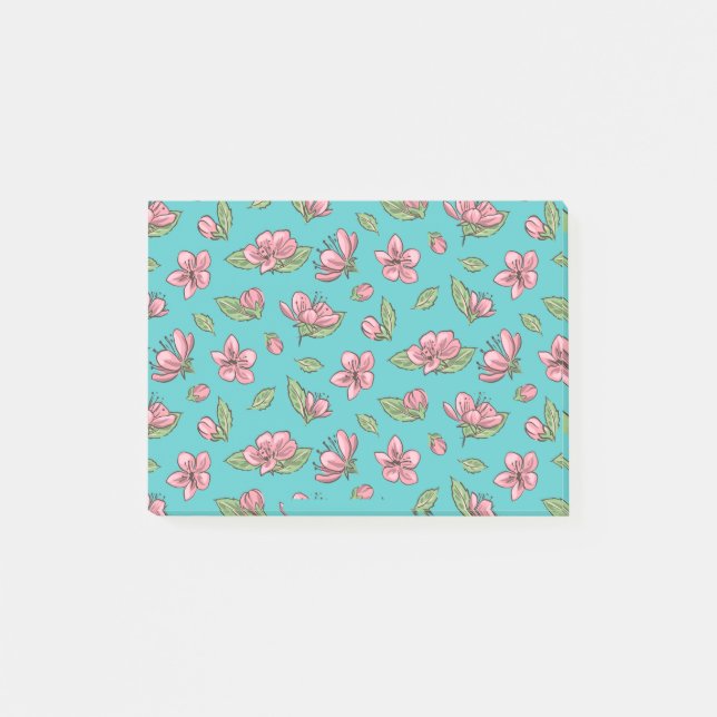 Blumenmuster Post-it Klebezettel (Vorderseite)