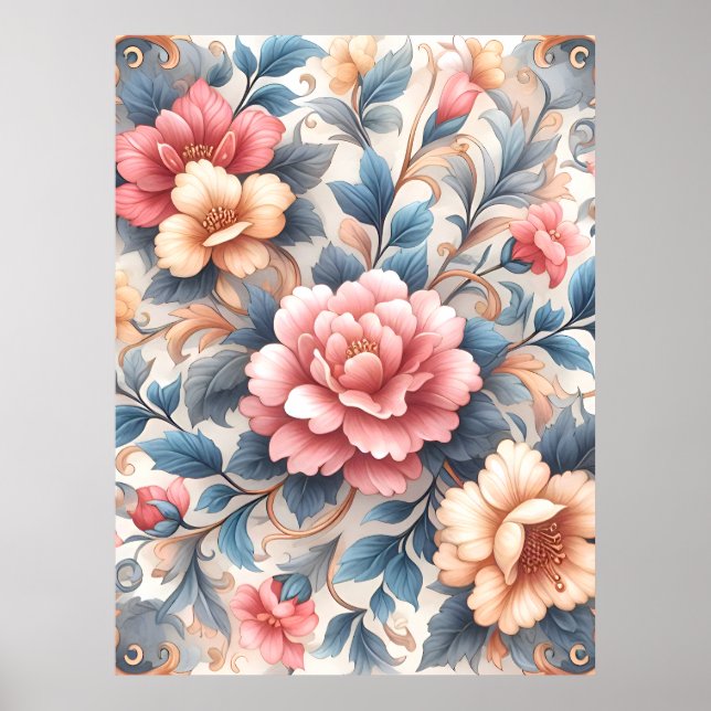 Blumenmuster Poster (Vorne)