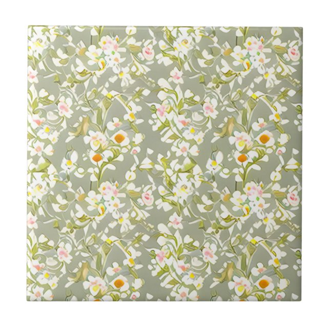 Blumenmuster Primrose-Blume Fliese (Vorderseite)