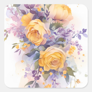 Blumenmuster  quadratischer aufkleber