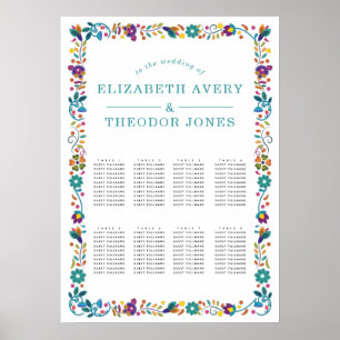 Blumenmuster Rahmen mexikanische Hochzeitskarte Poster