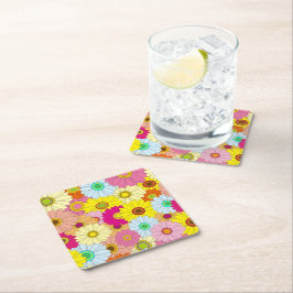 Blumenmuster Rechteckiger Pappuntersetzer