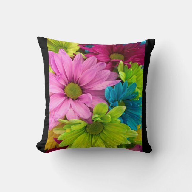 Blumenmuster Rosa Blau Kissen (Vorderseite)