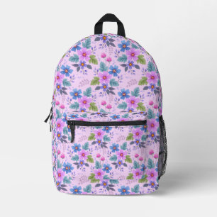 Blumenmuster Rosa Blau Violette Blumen-36841 Bedruckter Rucksack