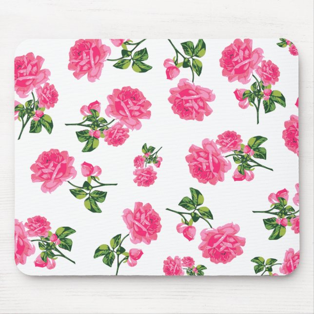 Blumenmuster: Rosa Rosen Mousepad (Vorne)