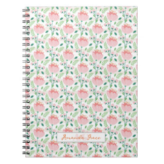 Blumenmuster rosa und orange notizblock