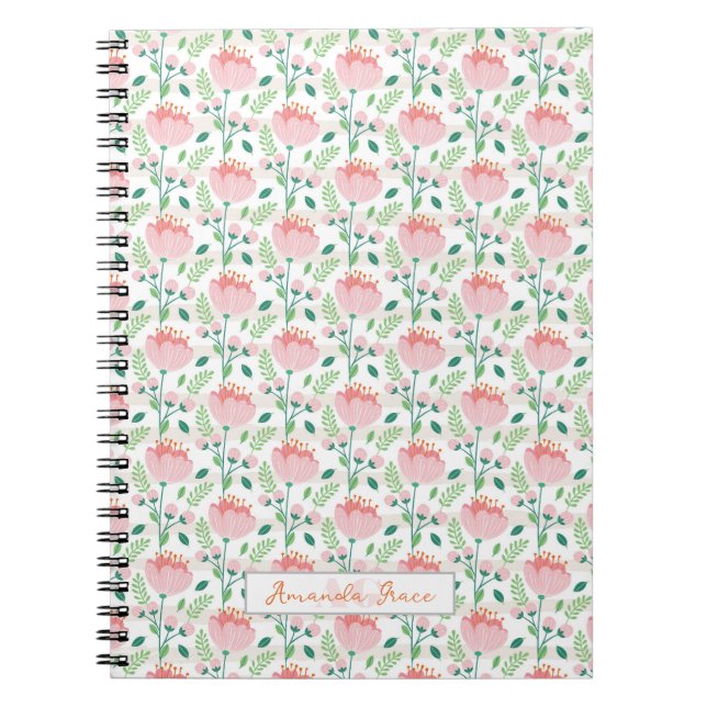 Blumenmuster rosa und orange notizblock (Vorderseite)