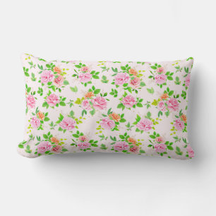 Blumenmuster-Rose-Blume mit Muster für grüne Blätt Lendenkissen