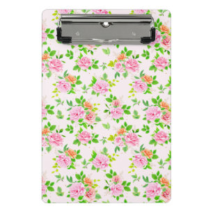 Blumenmuster-Rose-Blume mit Muster für grüne Blätt Mini Klemmbrett