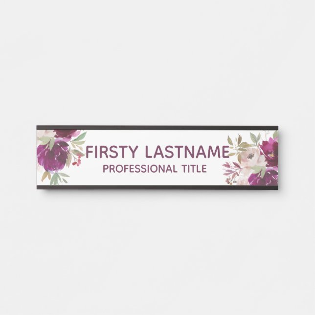 Blumenmuster-Rose-Türschild Lila Türschild (Vorderseite )