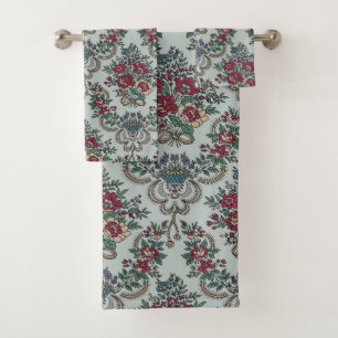 Blumenmuster Rot Grün Gelb Blau Blumen Badhandtuch Set