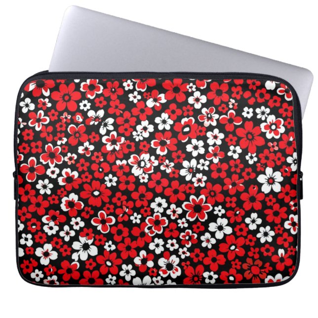 Blumenmuster rot und weiß laptopschutzhülle (Vorderseite)